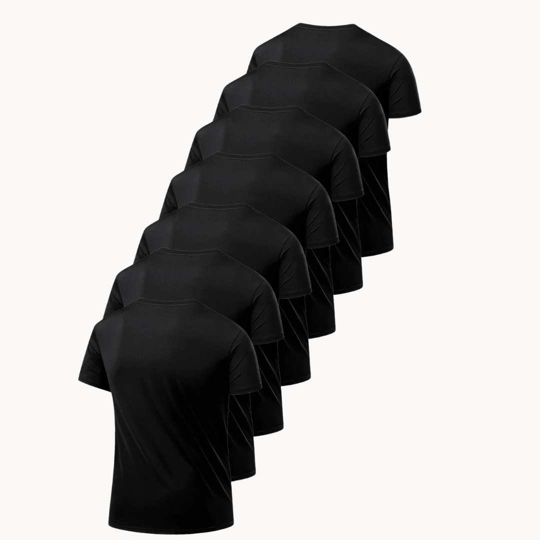 T-shirt à manches courtes actif noir 7 pièces | Confort, Protection et Style