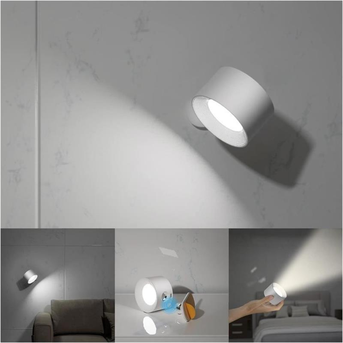 Mubilux Glow360 Draadloze Oplaadbare 360° Wandlamp voor Moeiteloze Sfeerverlichting