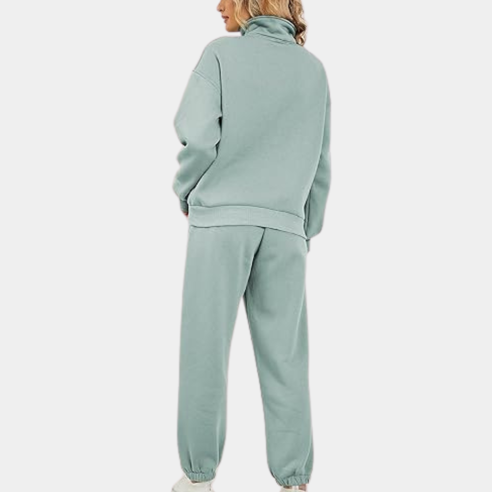 ActiveWear – Ensemble d'entraînement élégant avec pull-over et fermeture éclair pour femmes