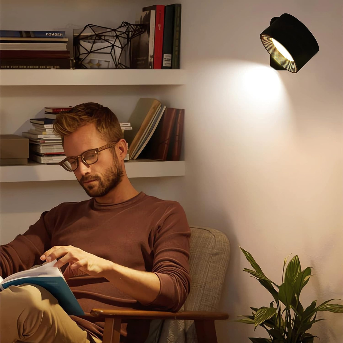 Mubilux Glow360 Draadloze Oplaadbare 360° Wandlamp voor Moeiteloze Sfeerverlichting