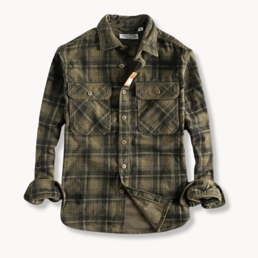 Flanelle en velours côtelé à carreaux rétro | Confort intemporel au style vintage