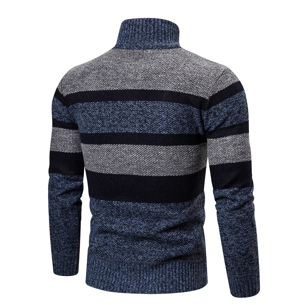 Mubilux Liko Heren Lange Mouwen Gestreepte Cardigan met Rits - Comfort en Stijl Gecombineerd