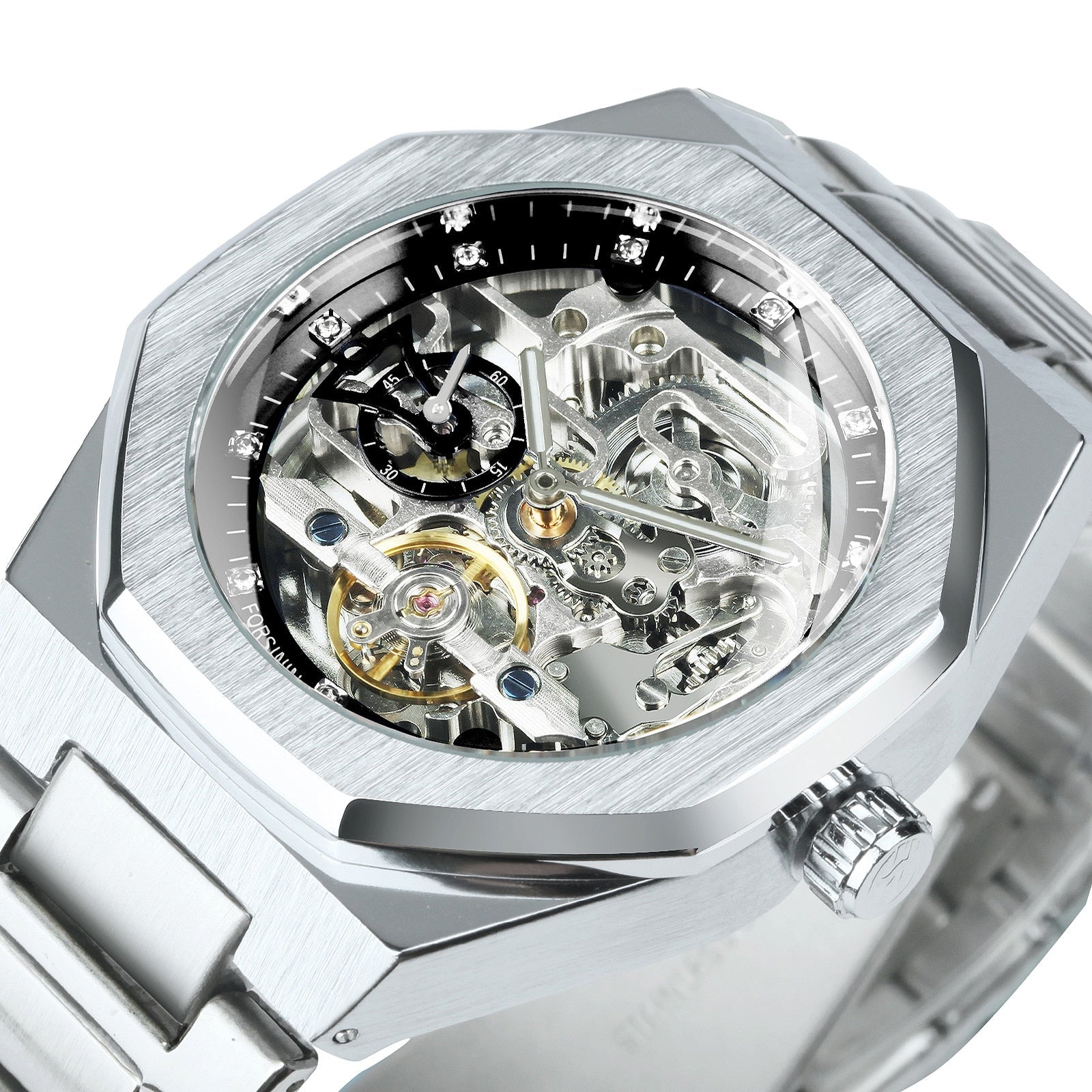 Mubilux Skeleton Automatik Horloge - Roestvrijstalen Band met Opengewerkt Mechanisch Uurwerk