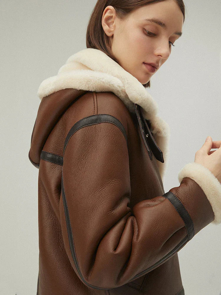 Bilma Stijlvolle Leren Jas met Capuchon | Luxe en Comfort voor de Winter