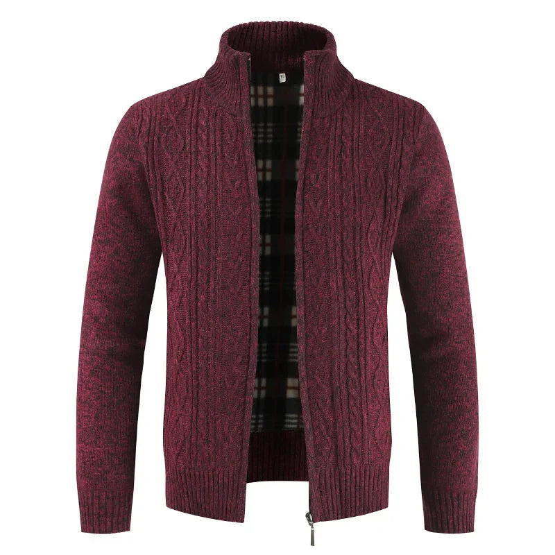 Mubilux Jes - Heren Kabelgebreide Lange Mouwen Cardigan met Rits voor Stijl en Comfort