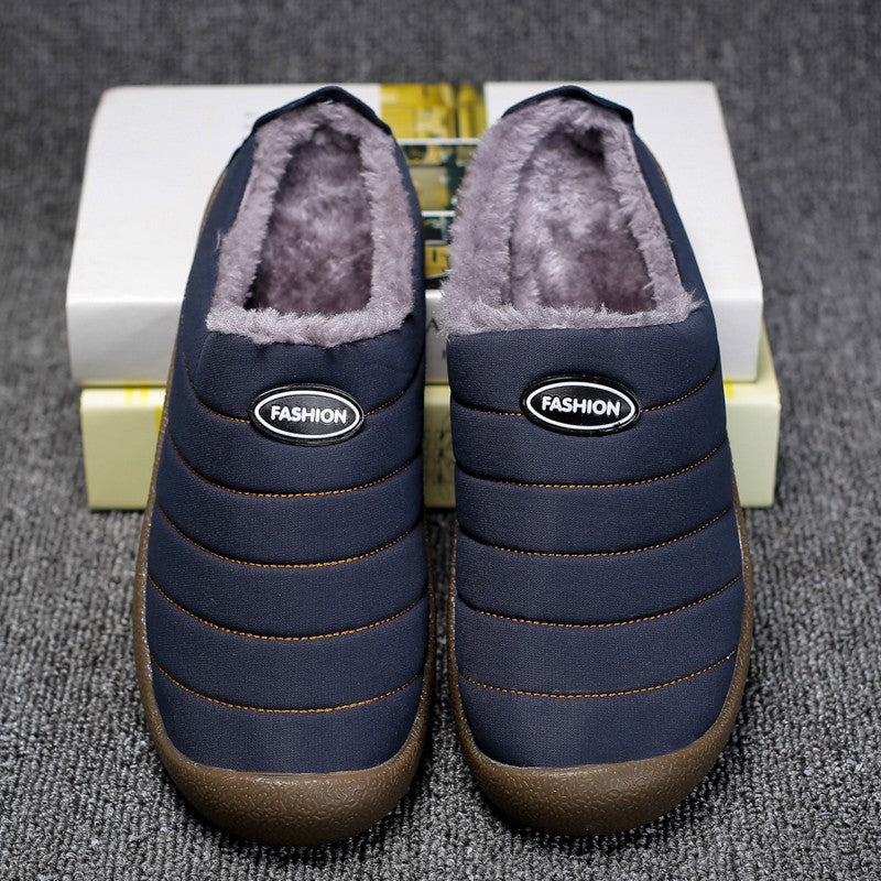 Mubilux - zwart gevoerde comfortabele heren pantoffels met bont