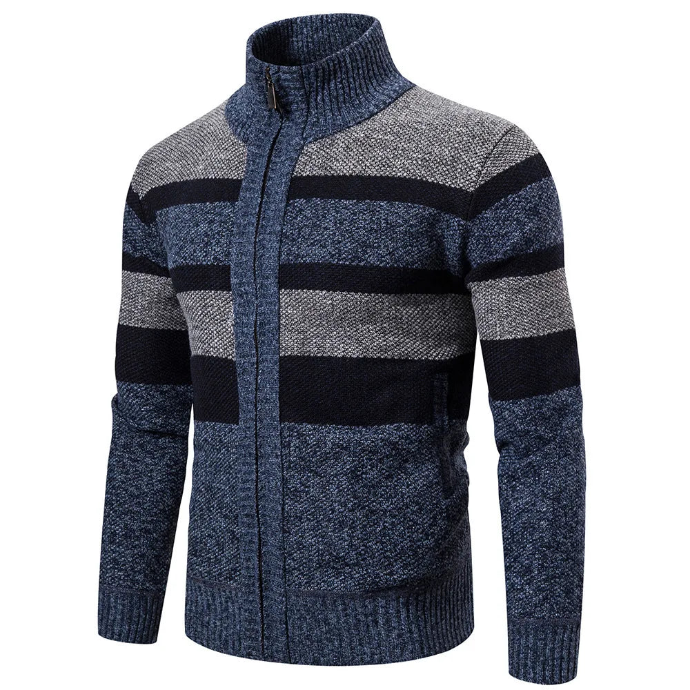Mubilux Liko Heren Lange Mouwen Gestreepte Cardigan met Rits - Comfort en Stijl Gecombineerd