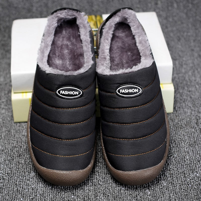 Mubilux - zwart gevoerde comfortabele heren pantoffels met bont