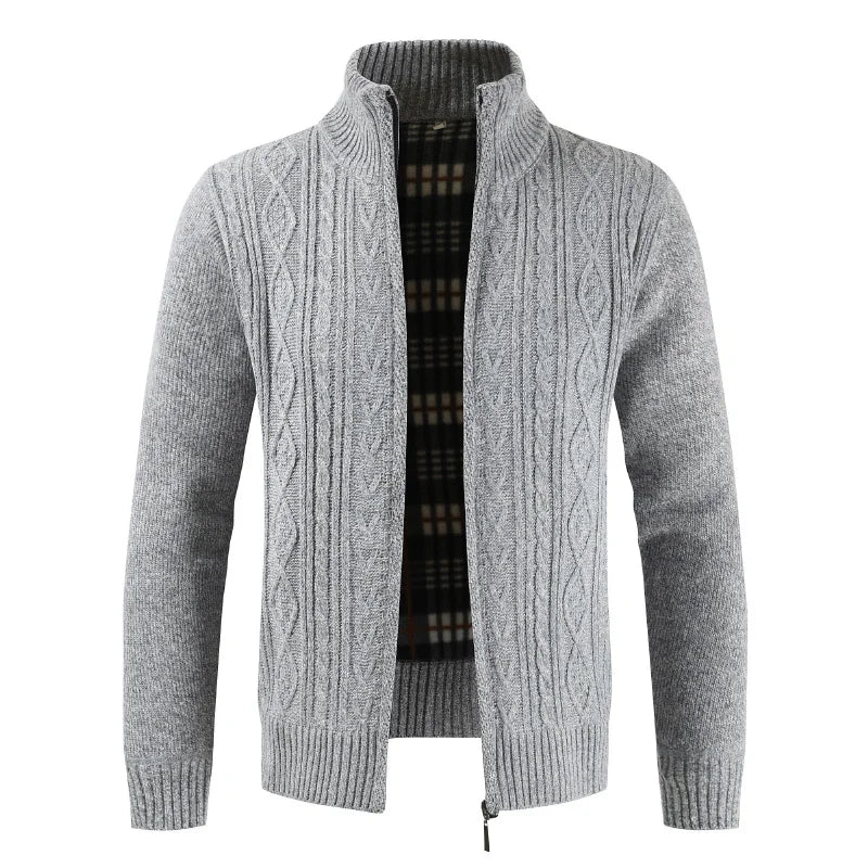 Mubilux Jes - Cardigan homme à manches longues en maille torsadée avec fermeture éclair pour style et confort