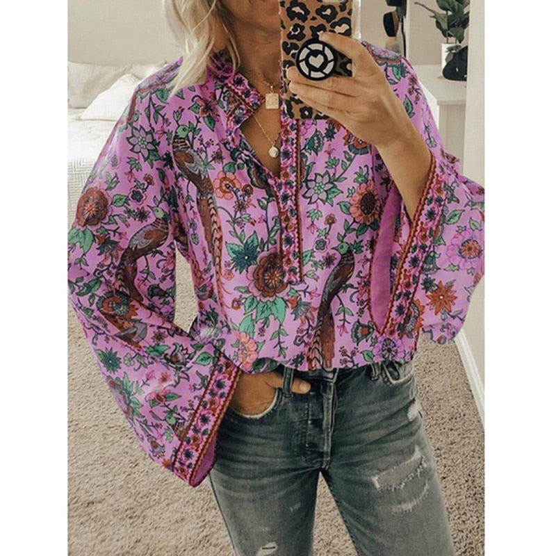 Blouse Mubilux Boho | Chemisier Dames Élégant Boho Chic