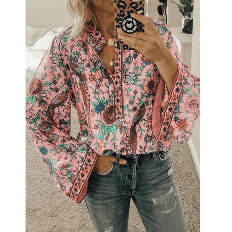 Blouse Mubilux Boho | Chemisier Dames Élégant Boho Chic
