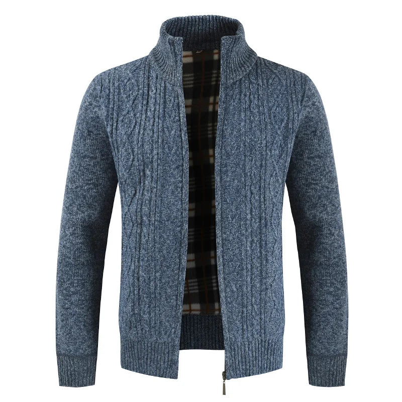 Mubilux Jes - Heren Kabelgebreide Lange Mouwen Cardigan met Rits voor Stijl en Comfort