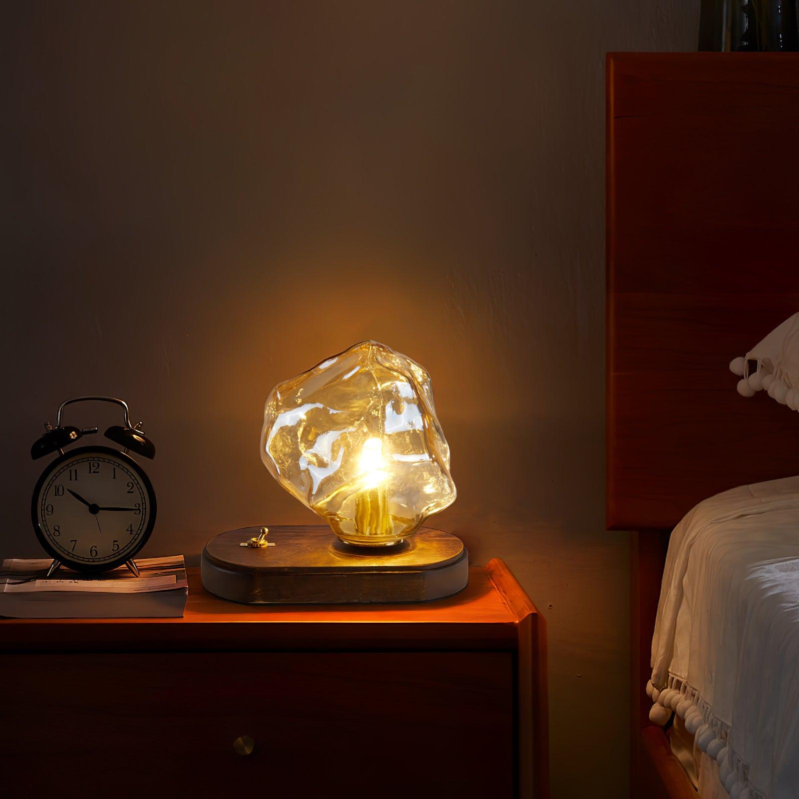CrystalChill Lampe de table - Lampe en verre Ice Stone avec éclat luxueux
