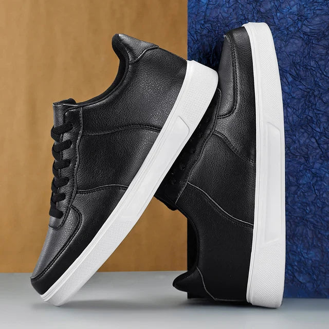 Mubilux Matteo - witte en zwarte leren lichtgewicht sneakers heren