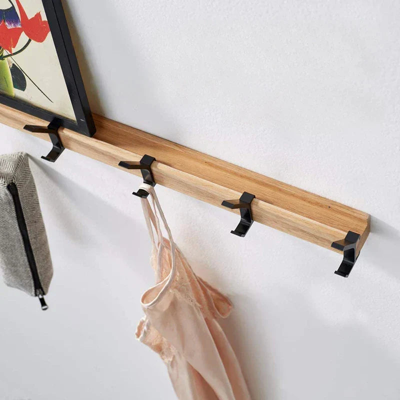 Porte-manteau mural moderne – Crochets réglables, élégant noir, design nordique (40x7x7 cm)