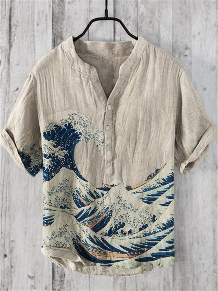 Mubilux Kei - Chemise japonaise en mélange de lin