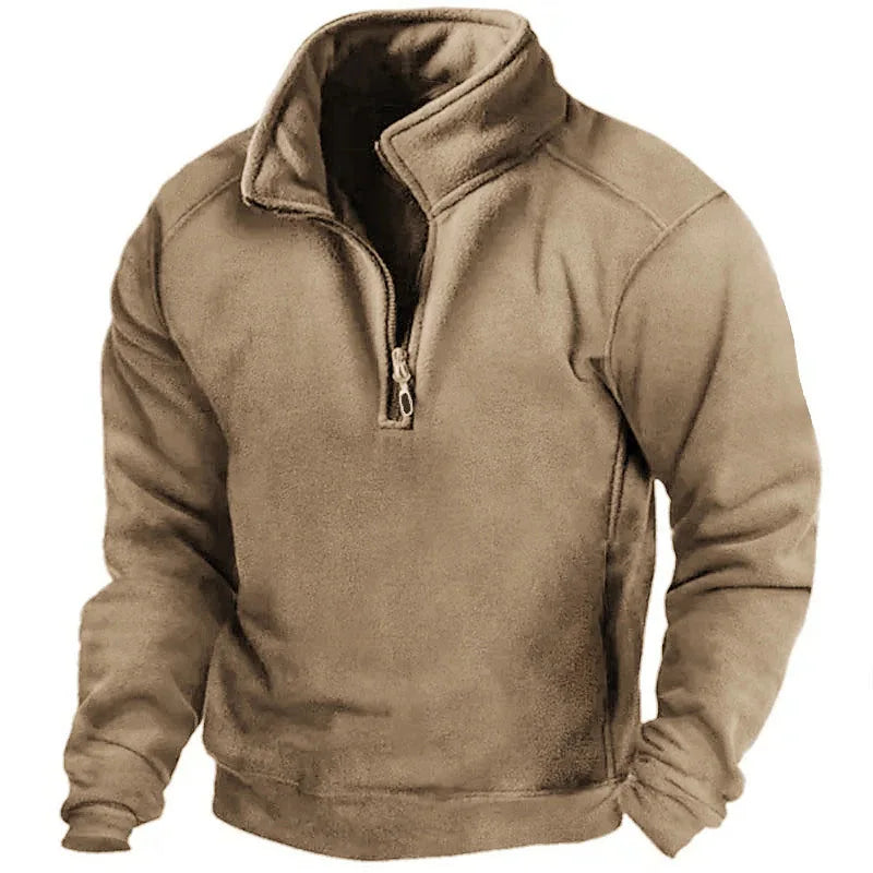 Elevada - Heren Herfst Sweatshirt met Halve Rits, Trendy Pullover met Opstaande Kraag