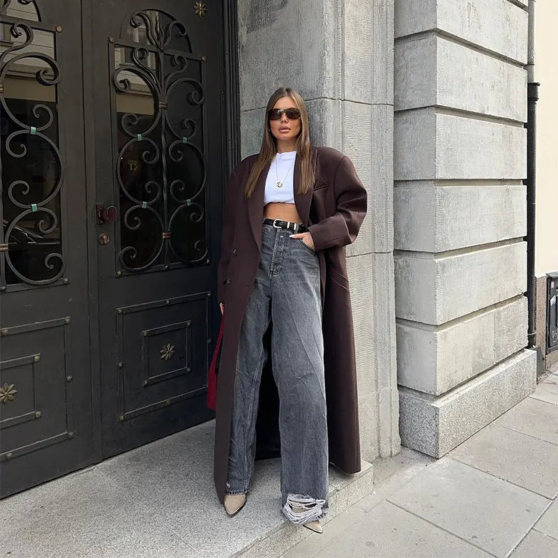 Dames Trenchcoat met Oversized Schoudervulling | Modieus en Comfortabel