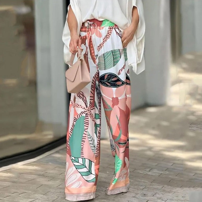 Rosie - Stijlvolle 2-delige Set | Witte Blouse en Kleurrijke Luchtige Broek
