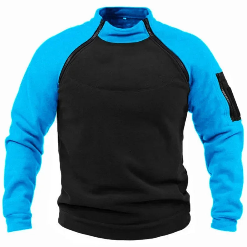 Mubilux Loi - Heren Lange Mouwen Color Block Sweatshirt met Handige Voorzak