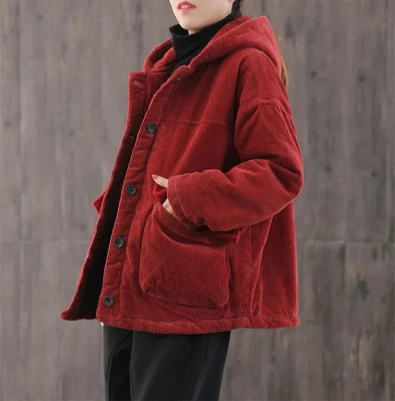 Gewatteerd Corduroy Jack met Capuchon voor Dames | Warm & Stijlvol | Heavena