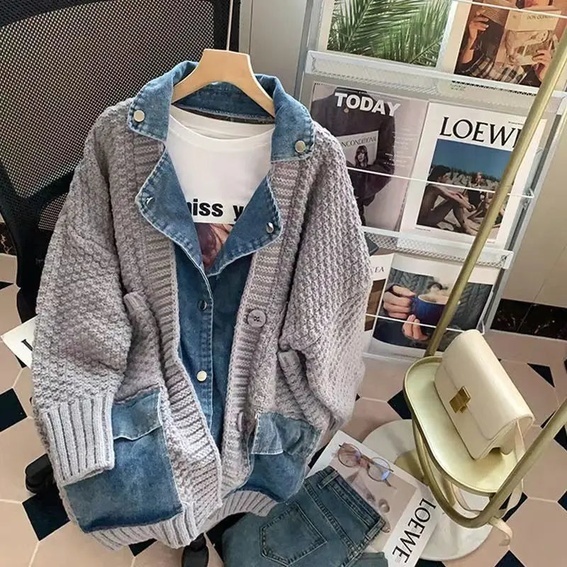 Veste oversize en denim tricoté pour femmes | Waverly