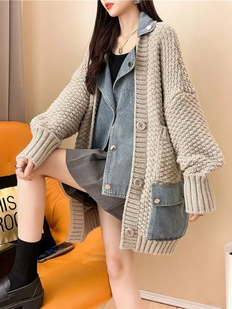 Veste oversize en denim tricoté pour femmes | Waverly
