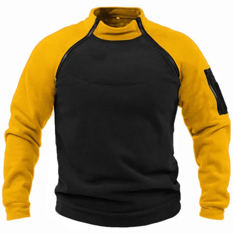 Mubilux Loi - Heren Lange Mouwen Color Block Sweatshirt met Handige Voorzak