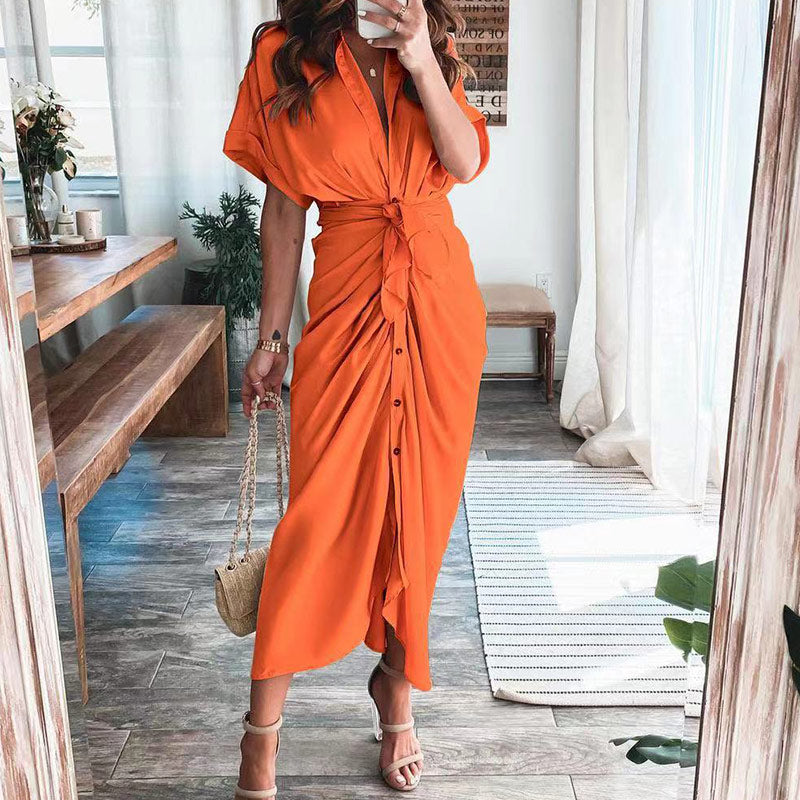 Classy – Gedrapeerde jurk met V-hals voor stijlvolle optredens