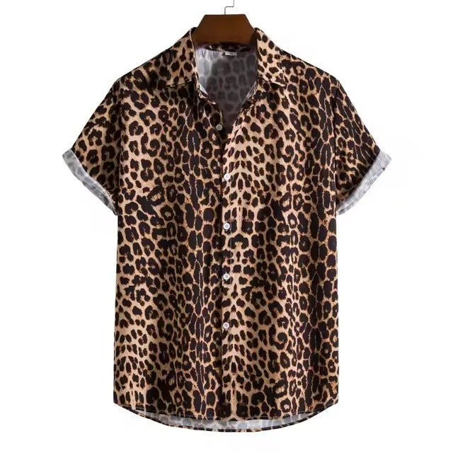 Chemise Léopard Style Hawaïen - Chemise de Fête Rétro Slim-Fit