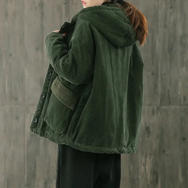 Gewatteerd Corduroy Jack met Capuchon voor Dames | Warm & Stijlvol | Heavena