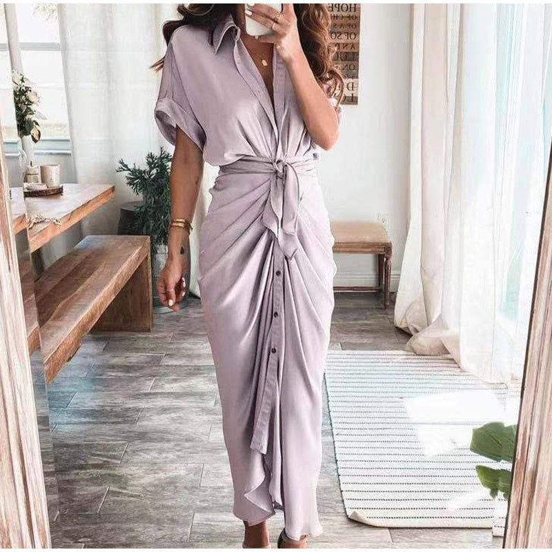 Classy – Gedrapeerde jurk met V-hals voor stijlvolle optredens