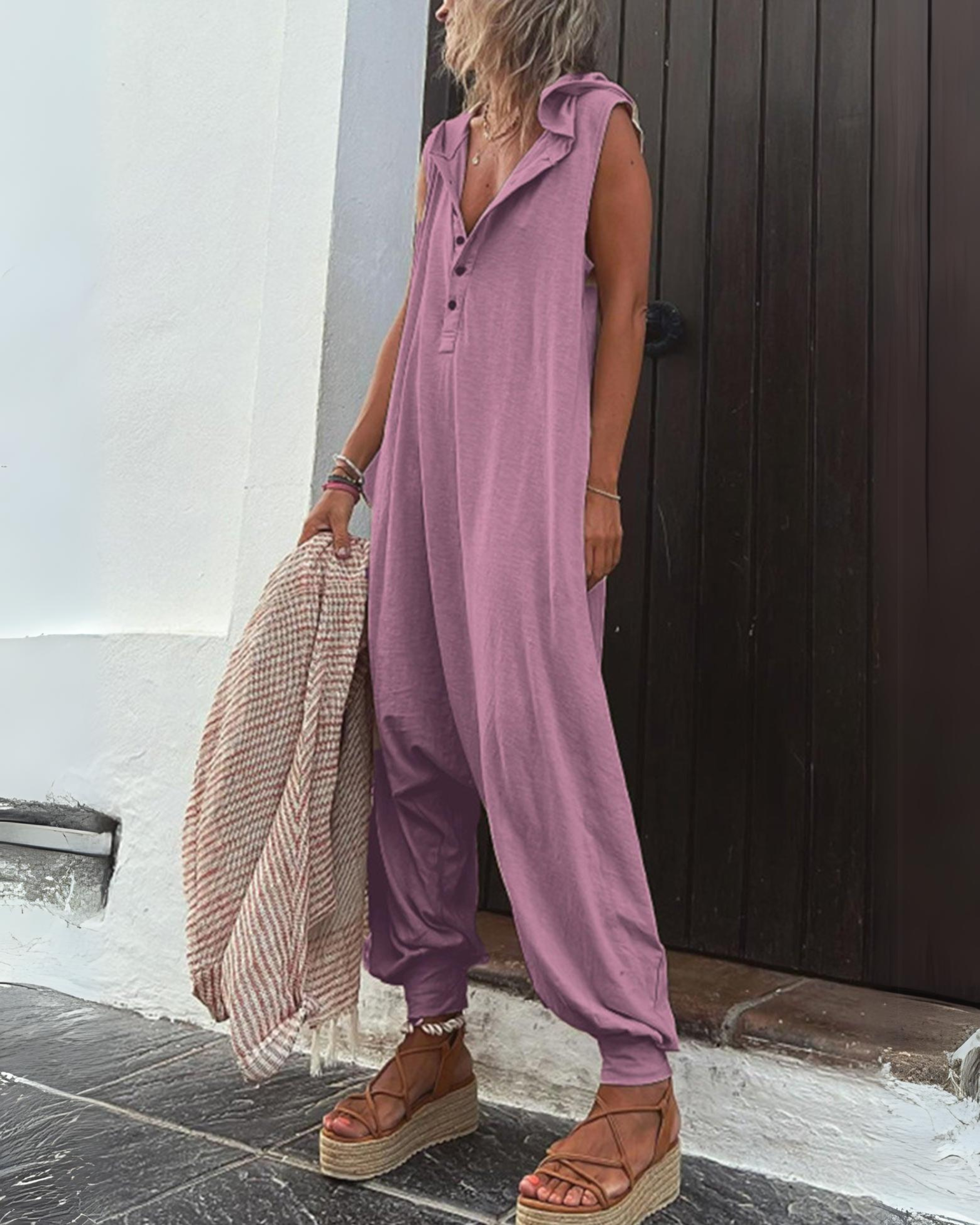 Lina - Mouwloze jumpsuit met capuchon