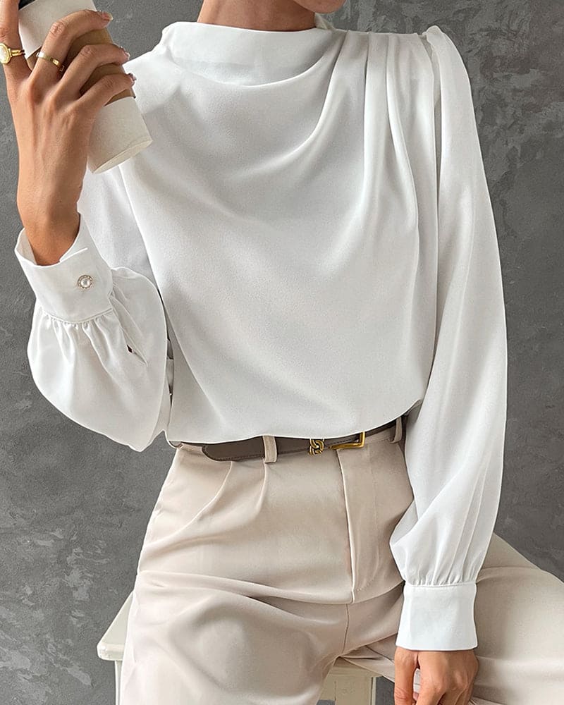Isabella - Blouse élégante avec volants et col montant