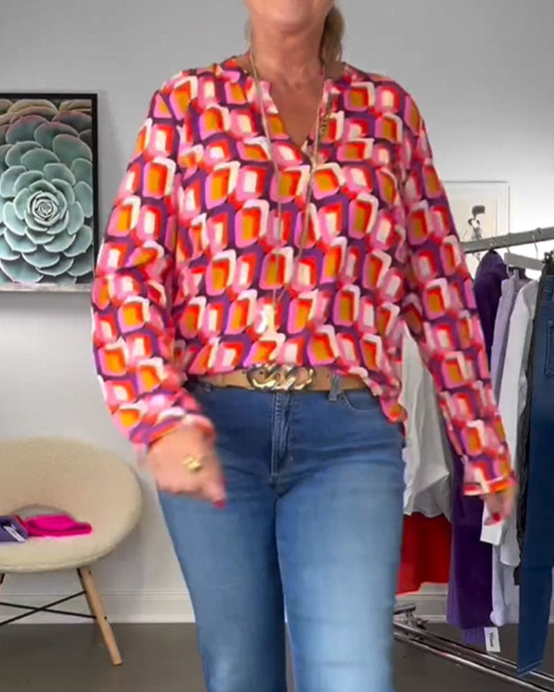 Mubilux Mila | Blouse aux couleurs contrastées et motifs géométriques