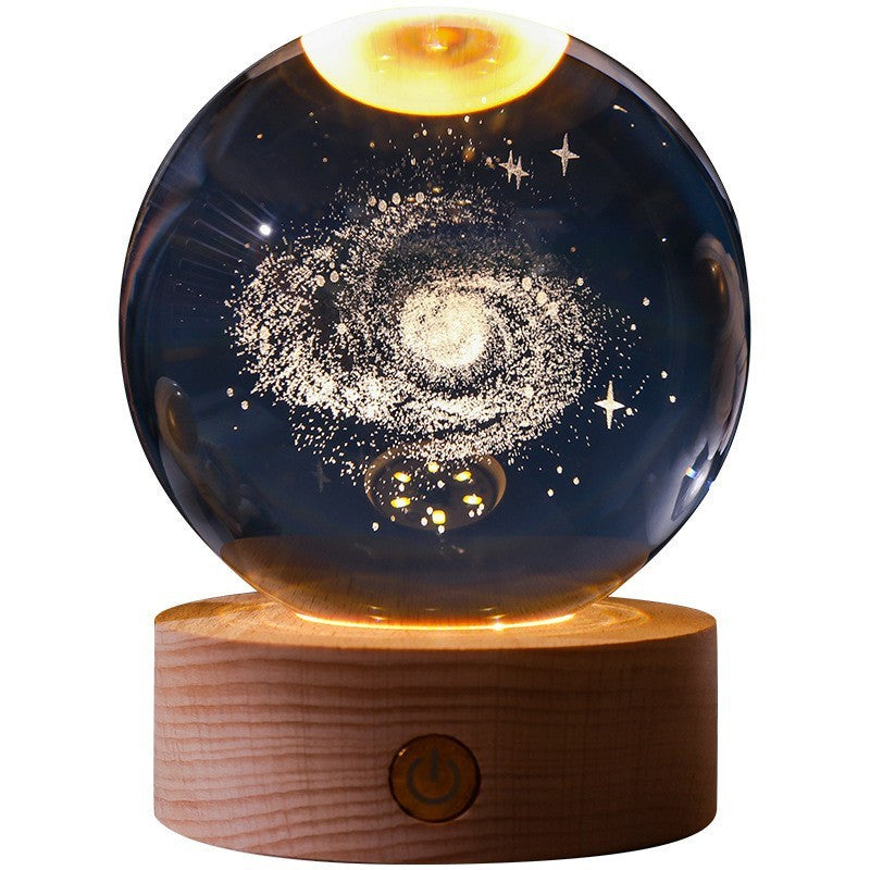 Lampe de nuit boule en cristal 3D - Lumière élégante pour une ambiance moderne