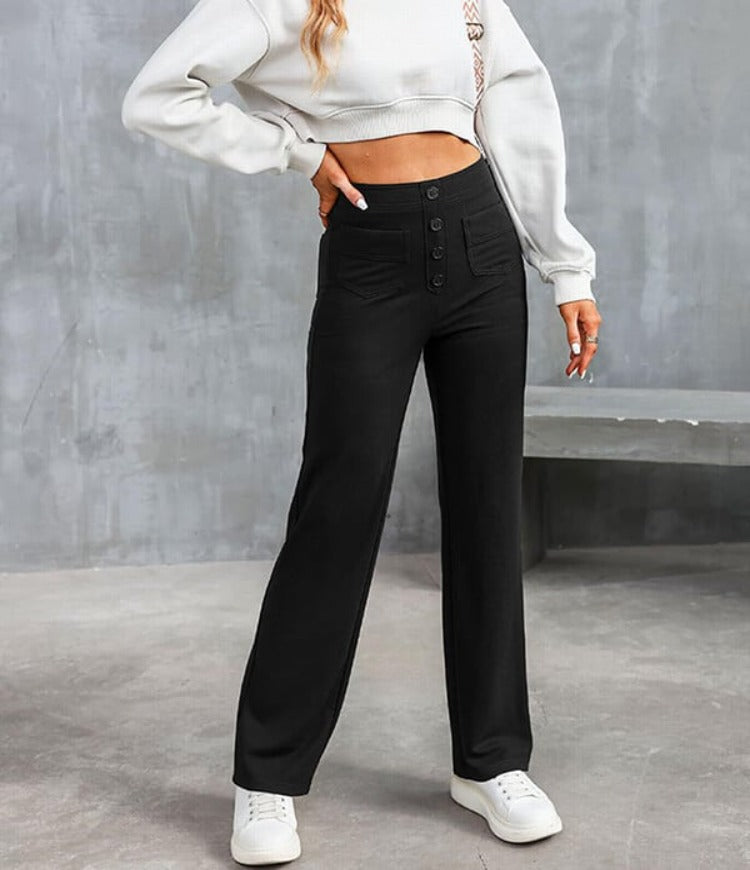 Elastische Broek met Hoge Taille