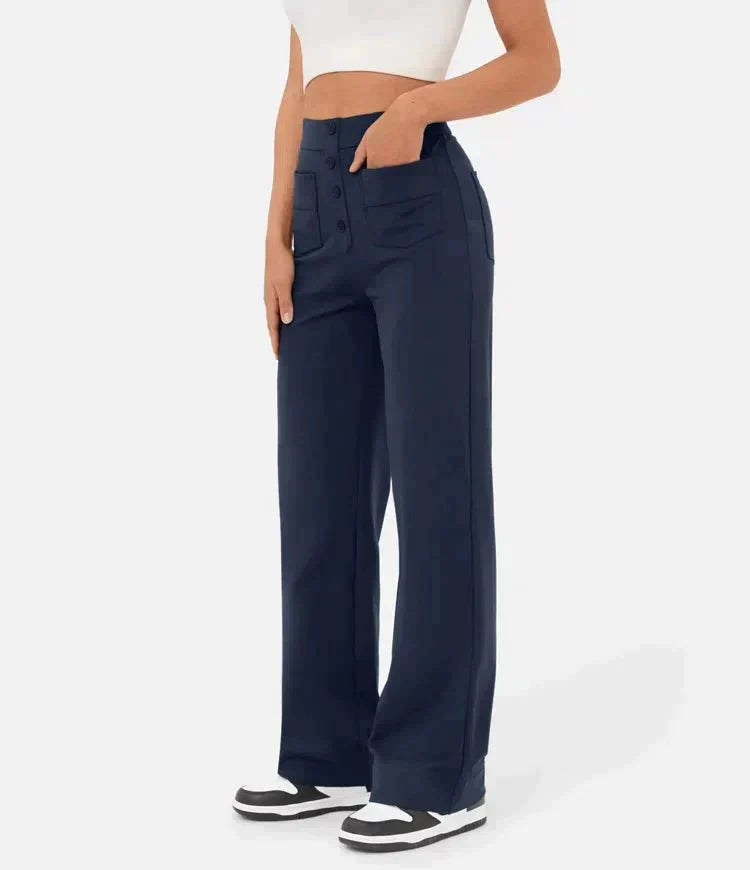 Elastische Broek met Hoge Taille