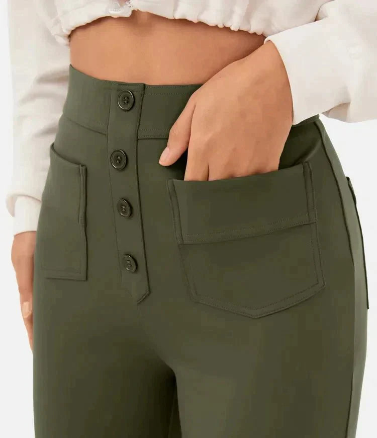 Elastische Broek met Hoge Taille