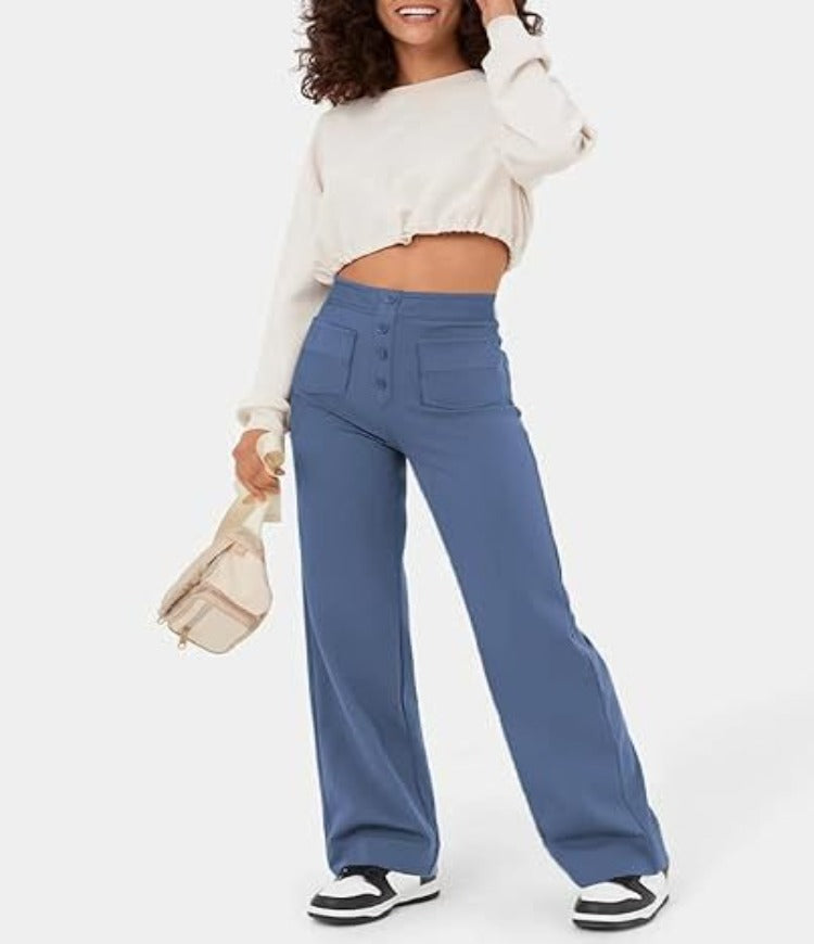 Elastische Broek met Hoge Taille