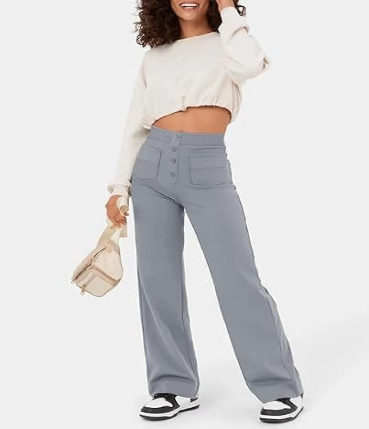 Elastische Broek met Hoge Taille