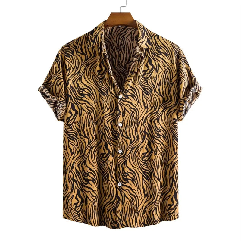 Chemise Léopard Style Hawaïen - Chemise de Fête Rétro Slim-Fit