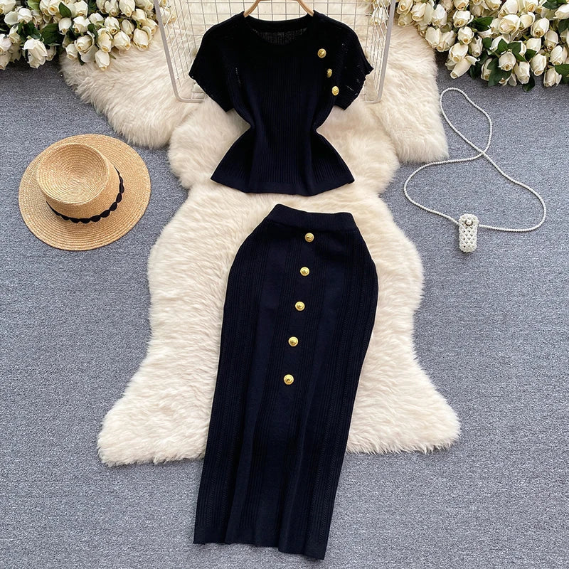 Elegant Zomerset met Knoopdetails | Stijlvolle Tweedelige Outfit Zomer