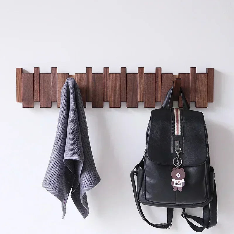 Porte-manteau piano en noyer - Espace de rangement élégant pour votre couloir