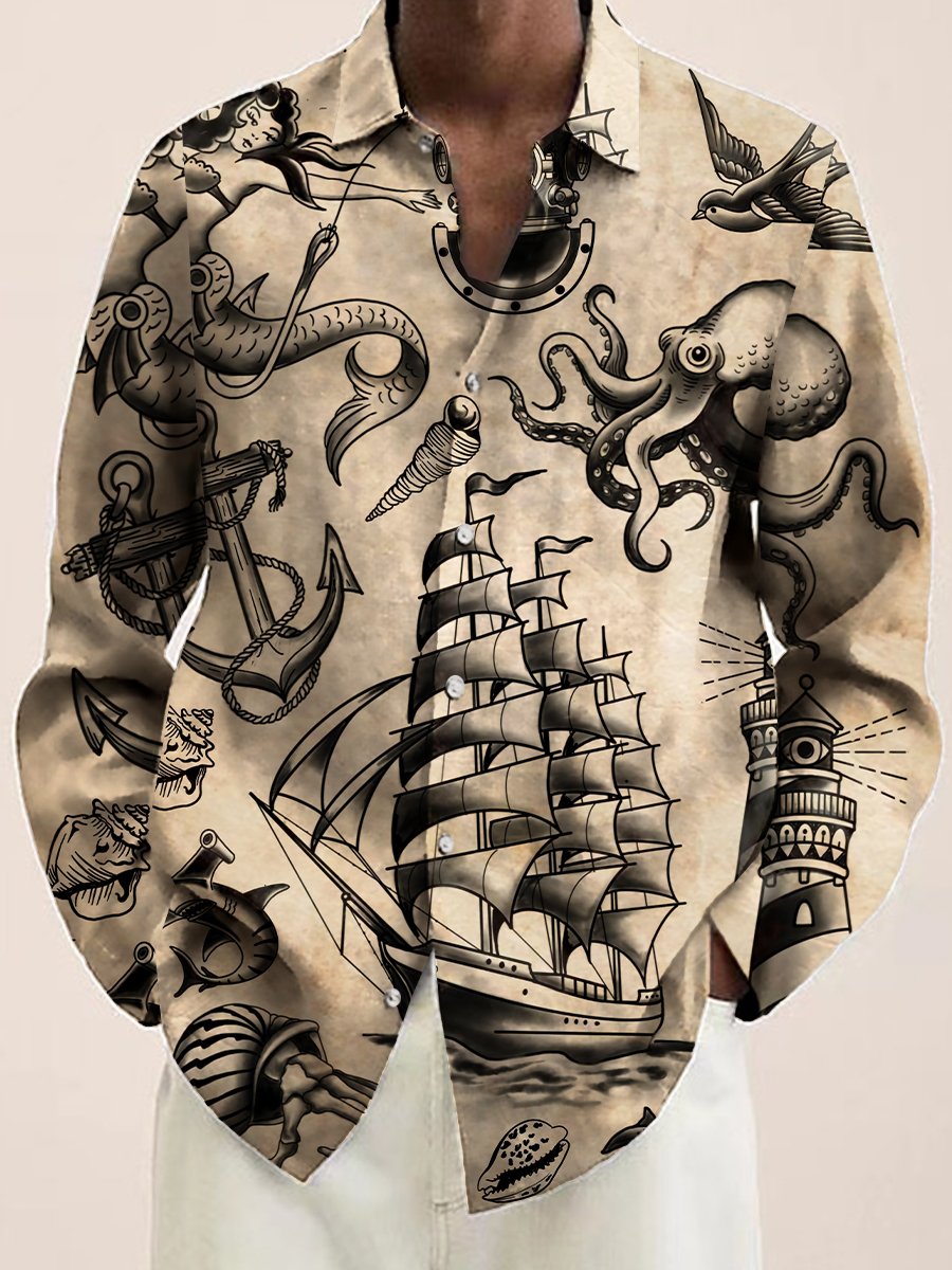 Chemise décontractée pour hommes style marin