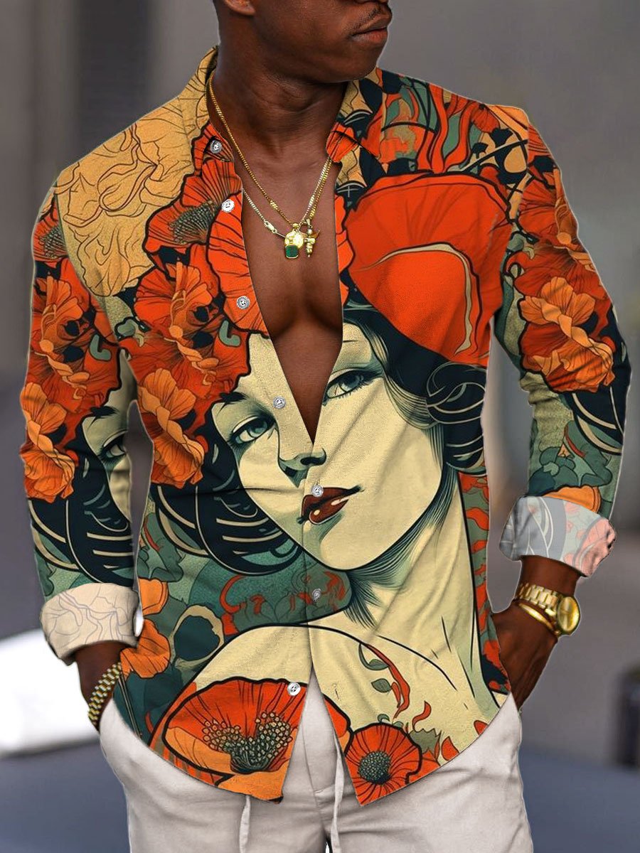 Chemise à imprimé beauté rétro pour hommes - Unique & élégant