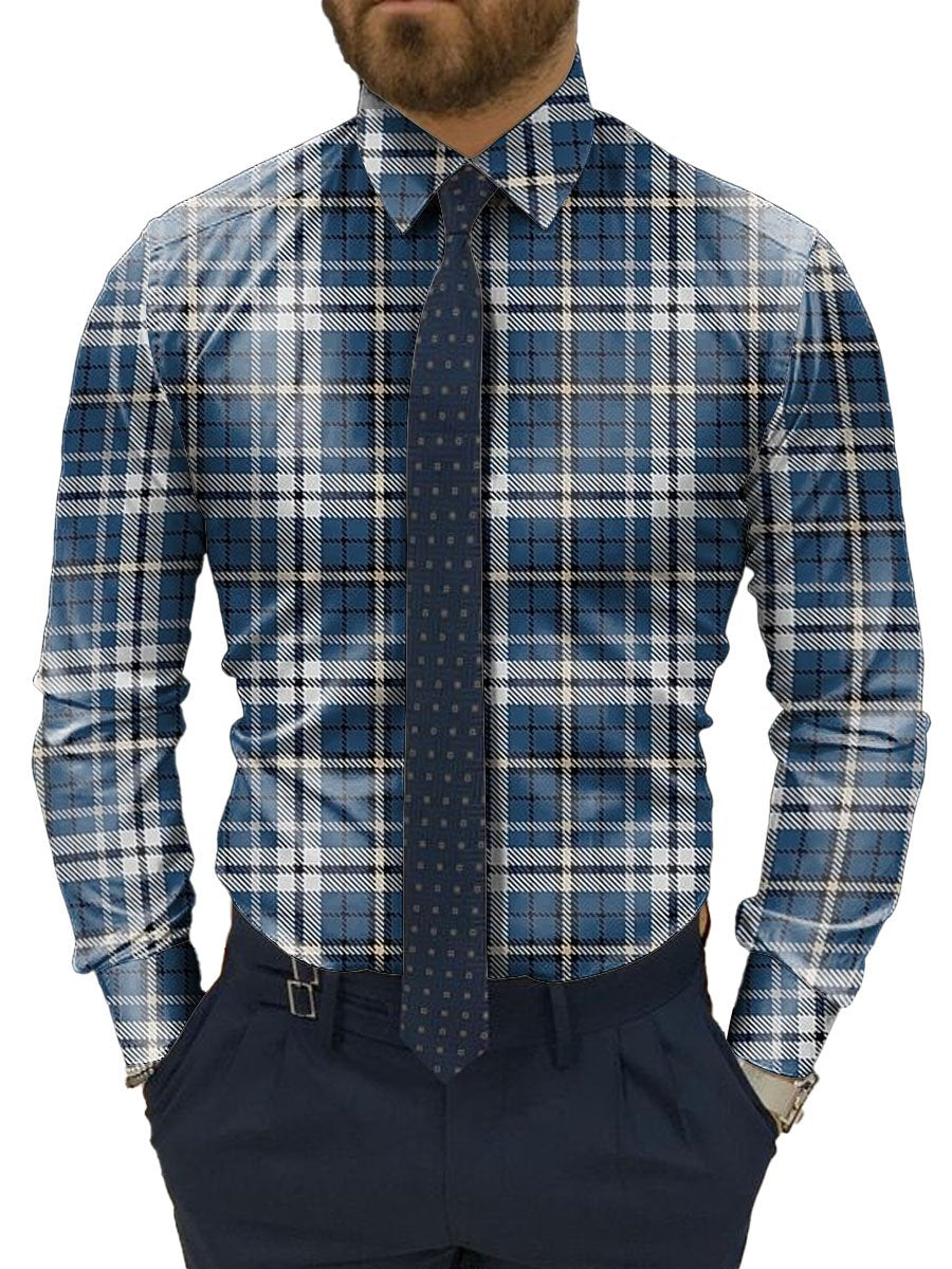 Chemise décontractée vintage à carreaux avec manches longues - Rétro & élégant