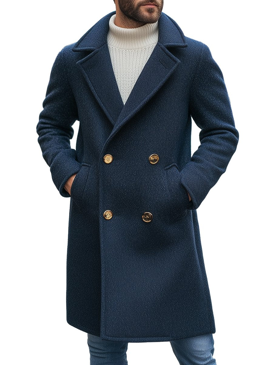 Heren Retro Kapel Double Breasted Lange Wollen Jas - Tijdloze Elegantie