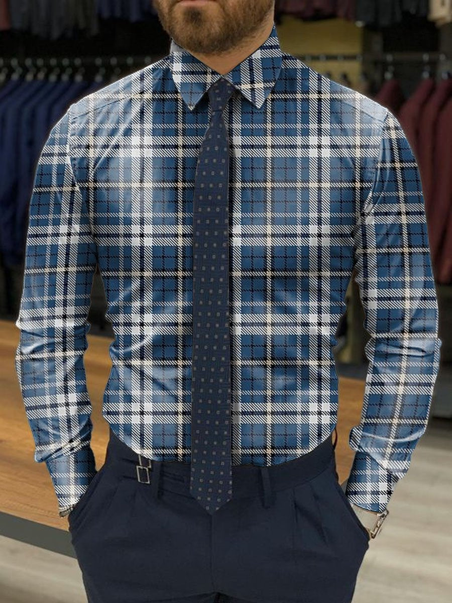 Chemise décontractée vintage à carreaux avec manches longues - Rétro & élégant