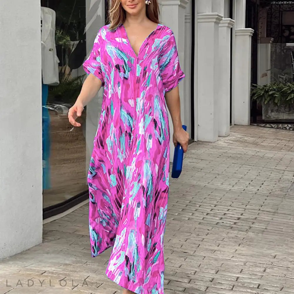 Lola – Stijlvolle Kleurrijke Midi-Jurk voor Zomerse Dagen en Elegantie
